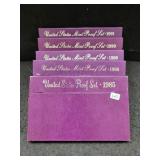 (5) U.S. MINT PROOF SETS: 1985, 1988-1991