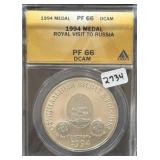 1994 MEDAL - ROYAL VISIT TO RUSSIA - ANACS GRADED:
