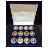 (12) RUSSIAN ZODIAC TOKENS - BRASS 39MM