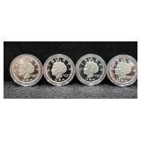 (4) LIBERTY 1/2 OZ .999 FINE SILVER ROUNDS - 2 OZ