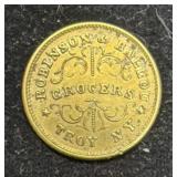 1863 ROBINSON & BALLOU GROCERS TOKEN -
