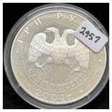 2004 EUROPEAN 'FOOTBALL' RUSSIAN 1 OZ 90% SILVER