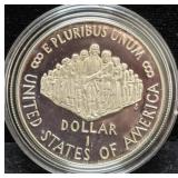 1987 CONSITUTION SILVER DOLLAR - BOX AND COA
