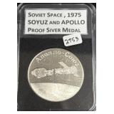 1975 SOVIET SPACE PROOF SILVER MEDAL - AOYUZ AND