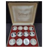 SET OF (12) SILVER RUSSIAN MEDALLIONS - RUSSIAN