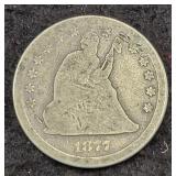 1877-CC SEATED LIBERTY QUARTER W/MOTTO