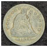 1873 SEATED LIBERTY QUARTER W/ARROWS