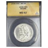 1936 DANIEL BOONE SILVER HALF DOLLAR - ANACS