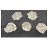 (5) SPANISH COLONIAL COB COINS