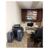 Office supplies file cabinets, chair, radio del