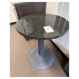ROUND GRANITE TABLE METAL PEDISTAL