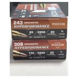 40 RDS FIOCCHI 243 WIN AMMO 95 GRAIN