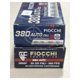 100 RDS FIOCCHI 380 AUTO AMMO 95 GRAIN FMJ