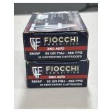 100 RDS FIOCCHI 380 AUTO AMMO 95 GRAIN FMJ
