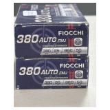 100 RDS FIOCCHI 380 AUTO AMMO 95 GRAIN FMJ