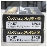 40 RDS SELLIER & BELLOT 7 x 57mm AMMO 173 GRAIN
