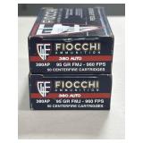 100 RDS FIOCCHI 380 AUTO AMMO 95 GRAIN FMJ