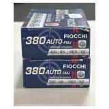 100 RDS FIOCCHI 380 AUTO AMMO 95 GRAIN FMJ