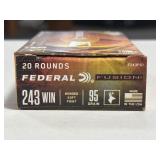 20 RDS FEDERAL 243 WIN AMMO 95 GRAIN