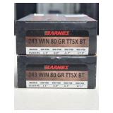 40 RDS BARNES VOR-TX 243 WIN AMMO 80 GRAIN