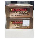 40 RDS BARNES VOR-TX 243 WIN AMMO 80 GRAIN