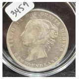 1900 NEWFOUNDLAND 50 CENT COIN - 2.5% SILVER -