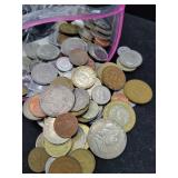 ASSORTED SILVER & CLAD FOREIGN & DOMESTIC COINS