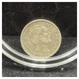 1882 NETHERLANDS 10 CENT COIN - 64% SILVER -