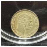 1894 DENMARK 10 ORE COIN - 40% SILVER -