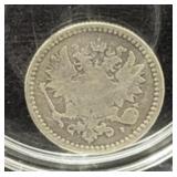1866-S FINLAND 50 PENNIA COIN - .75% SILVER -