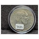 1852 NETHERLANDS 2 1/2 GULDEN COIN - 94.5% SILVER-