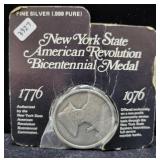 NY STATE AMERICAN REVOLUTION BICENTENNIAL SILVER