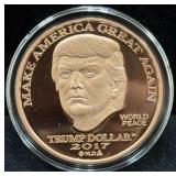 2017 TRUMP DOLLAR 1 OZ COPPER W/ BOX & COA