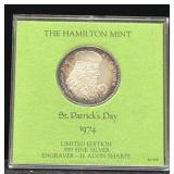 1974 HAMILTON MINT ST. PATRICK'S MEDAL LTD EDITION