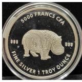 2020 HIPPO 1 OZ FINE SILVER ROUND