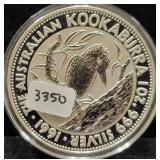 1991 AUSTRAILIAN KOOKABURRA 1 OZ SILVER ROUND