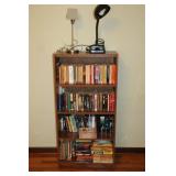 BOOKCASE, PAPERBACK BOOKS, 2-LAMPS, DVD
