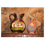 MEXICAN FOLK ART CLAY PITCHERS