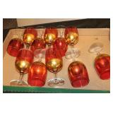 CRANBERRY FLASH & GOLD ACCENTED STEMWARE