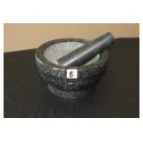 LARGE GRANITE OR MARBLE MORTAR & PESTLE