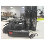 (3) PEPPER SPRAY CANNISTERS - 1 HAS KEYCHAIN,....