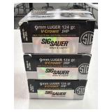 60 RDS SIG SAUER 9MM LUGER AMMO 124 GR JHP