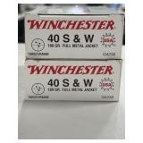 100 RDS WINCHESTER .40 S&W AMMO 180 GR FMJ