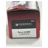 100 RDS FEDERAL 9MM LUGER AMMO 115 GR FMJ