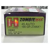 20 RDS HORNADY ZOMBIE MAX .45 AUTO 185 GR