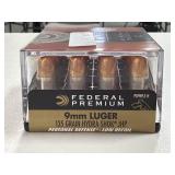 20 RDS FEDERAL 9MM LUGER AMMO 135 GR HYDRA-SHOK