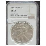 2004 SILVER EAGLE - NGC: MS69