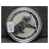 2012 AUSTRAILIAN KOALA SILVER DOLLAR - 1 OZ .999
