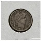 1901 BARBER DIME