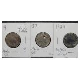 LOT OF (3) ASSORTED BUFFALO NICKELS